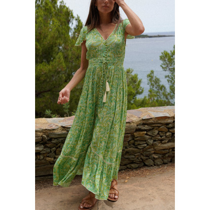 CHRISTAL SHORT – Robe longue en viscose à détails brodés GOA