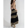 BLUE - robe longue à bretelles noires avec broderies
