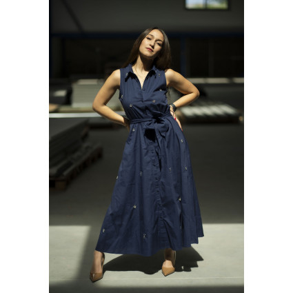 Joris - Robe chemisier, brodée de bijoux.