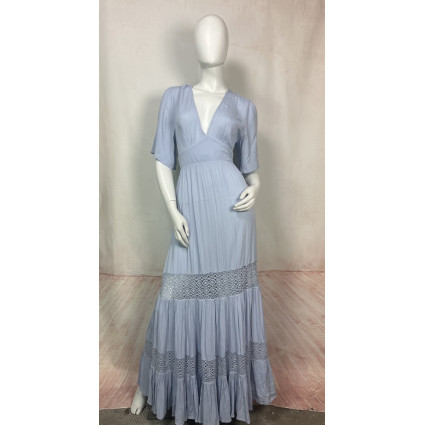 PRISKA – Robe longue Fluide col V