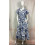 Robe longue blanche à motifs fleuris bleus – Coupe fluide et ceinturée - ALICE