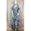 Robe longue blanche à motifs fleuris bleus – Coupe fluide et ceinturée - ALICE