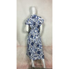 Robe longue blanche à motifs fleuris bleus – Coupe fluide et ceinturée - ALICE