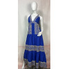 Kate long – Robe longue bleu électrique à motifs dorés