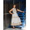 Robe longue sans manches brodé – Blanc & Motifs géométriques camel
