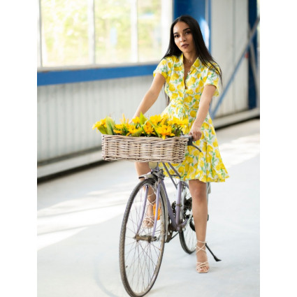 Robe courte fluide imprimé citron - GLORY