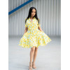 Robe courte fluide imprimé citron - GLORY