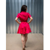 Robe chemise rose unie à strass – Ceinture à nouer