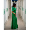 Robe dos nu tissu vert effet satiné motif fleurs- RIQ