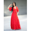 Robe dos à nouer tissu rouge à pois blancs Goa