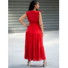 Robe tissu crêpe rouge volants aux épaules Goa