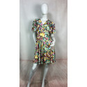 Robe fluide coloré cintrée à manches courtes - FABIO