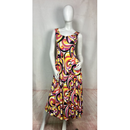 Robe longue sans manches à imprimé abstrait