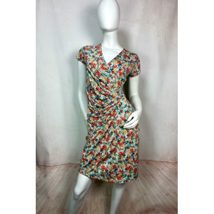 Robe manche courte cache cœur fleurie