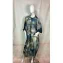 Robe Longue Style Chemise à Motif Pinceau