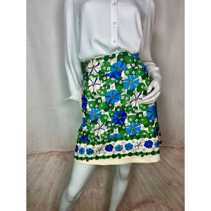 Jupe courte à taille haute avec un imprimé floral très coloré - HIPPOCAMPE