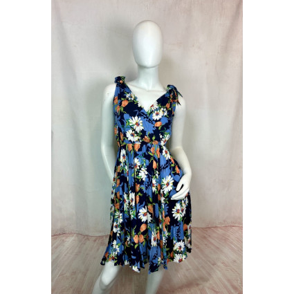 Robe Courte Fleurie à Bretelles Nouées