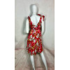 Robe Courte Rouge à Fleurs Blanches