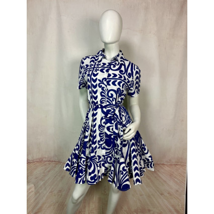 GLORY - ROBE IMPRIMÉS ABSTRAITS BLEUS