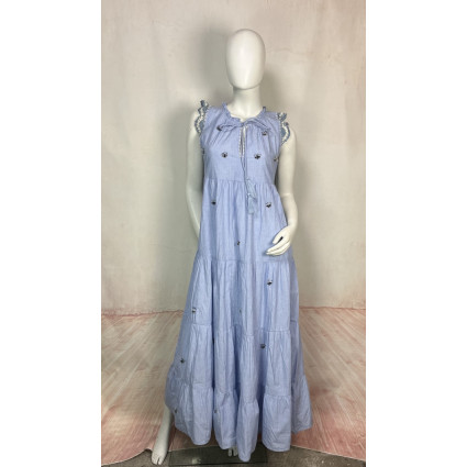 Robe Longue bleu à strass – MATCHA