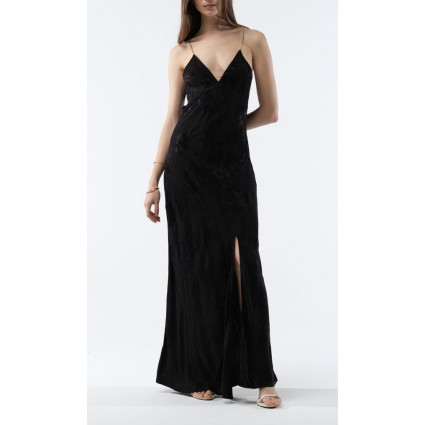 Robe Irina Long – Élégance en Jacquard & Détails Bijoux