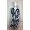 Robe Longue Fluide Bleu Marine à Motifs Blancs – Élégance Décontractée