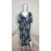 Robe Longue Fluide Bleu Marine à Motifs Blancs – Élégance Décontractée