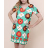 Robe Courte Rouge à Fleurs Blanches