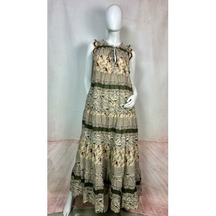 Robe longue sans manches à imprimé ethnique – ZEINA GOA