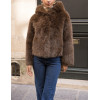 Manteau en fausse fourrure marron