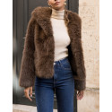 Manteau en fausse fourrure marron