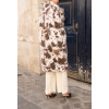 Manteau Long en Fausse Fourrure Motif Tacheté Chocolat & Crème
