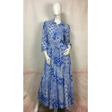 Robe longue chemise imprimé cachemire bleu et blanc - 62998 GOA