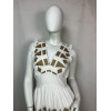 Robe longue blanche brodée motifs géométriques - LONDON GOA