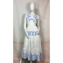Robe longue blanche brodée motifs géométriques - LONDON GOA