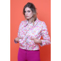 Veste enduit simili rose motif fleurs roses Hippocampe