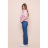 Veste enduit simili blanc motif fleurs roses Hippocampe