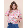 Veste enduit simili blanc motif fleurs roses Hippocampe
