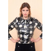 Veste enduit simili noire marguerites Hippocampe