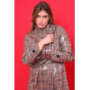 Manteau mi-long enduit Tweed beige et orange Hippocampe