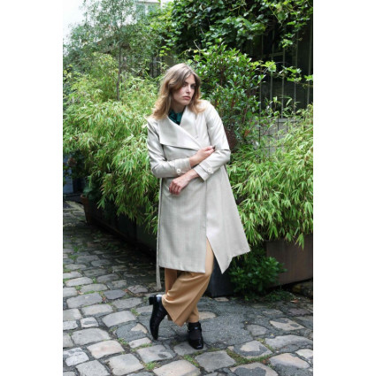 Manteau enduit Tweed camel et doré Hippocampe