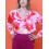 Hauts Col bénitier voile motif fleuri rose et rouge Hippocampe