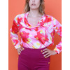 Hauts Col bénitier voile motif fleuri rose et rouge Hippocampe
