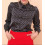 Chemise effet satin noire motif rétro blanc Hippocampe