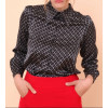 Chemise effet satin noire motif rétro blanc Hippocampe