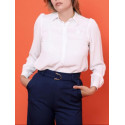 Chemise voile blanc fleur brodée Hippocampe