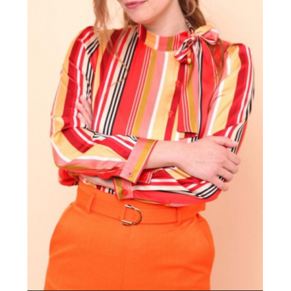 Chemise lavallière rayures oranges Hippocampe