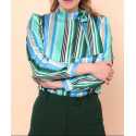 Chemise lavallière rayures vert Hippocampe