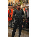 Parka mi-longue imperméable noir fourrée camel Goa