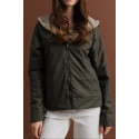 Parka courte imperméable kaki fourrée beige Goa